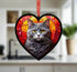 British Shorthair Cat Stained Glass Effect Heart Suncatcher